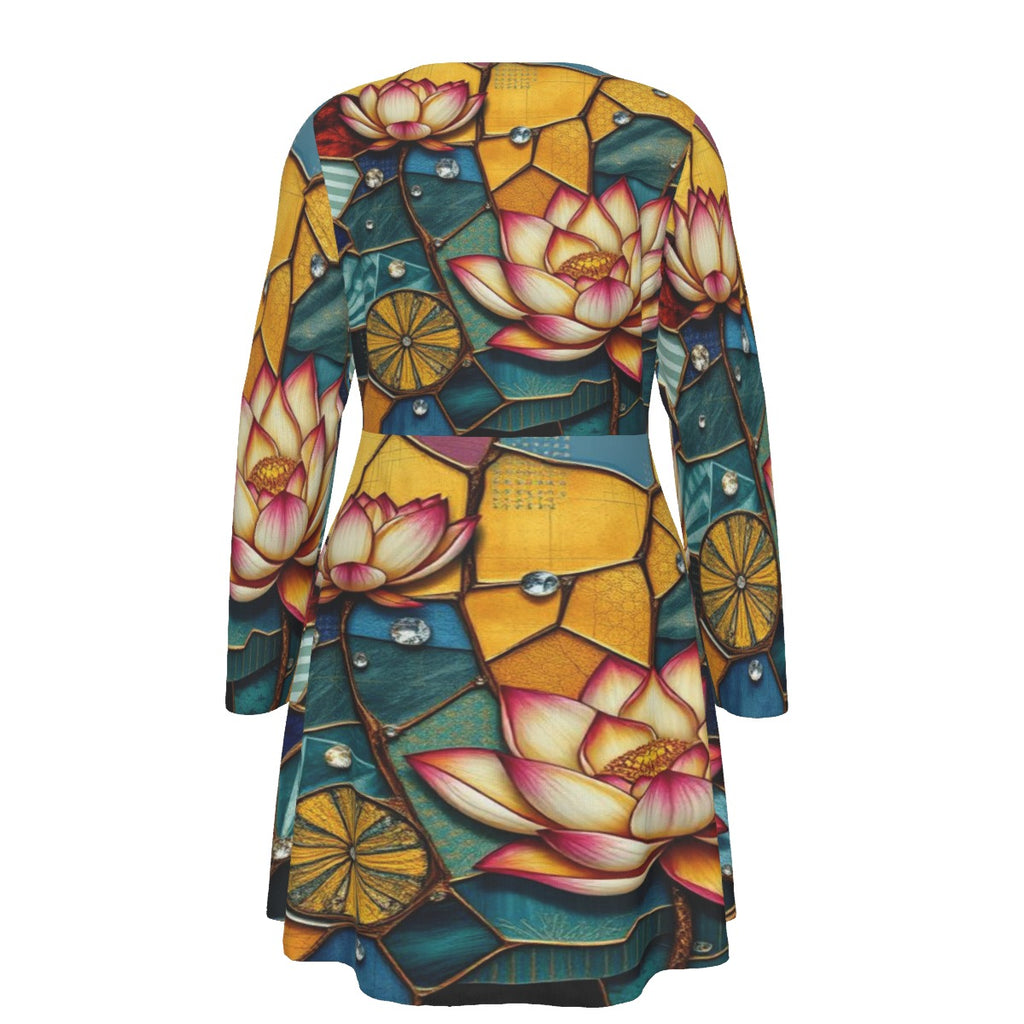 Golden Lotus Mosaic Dress