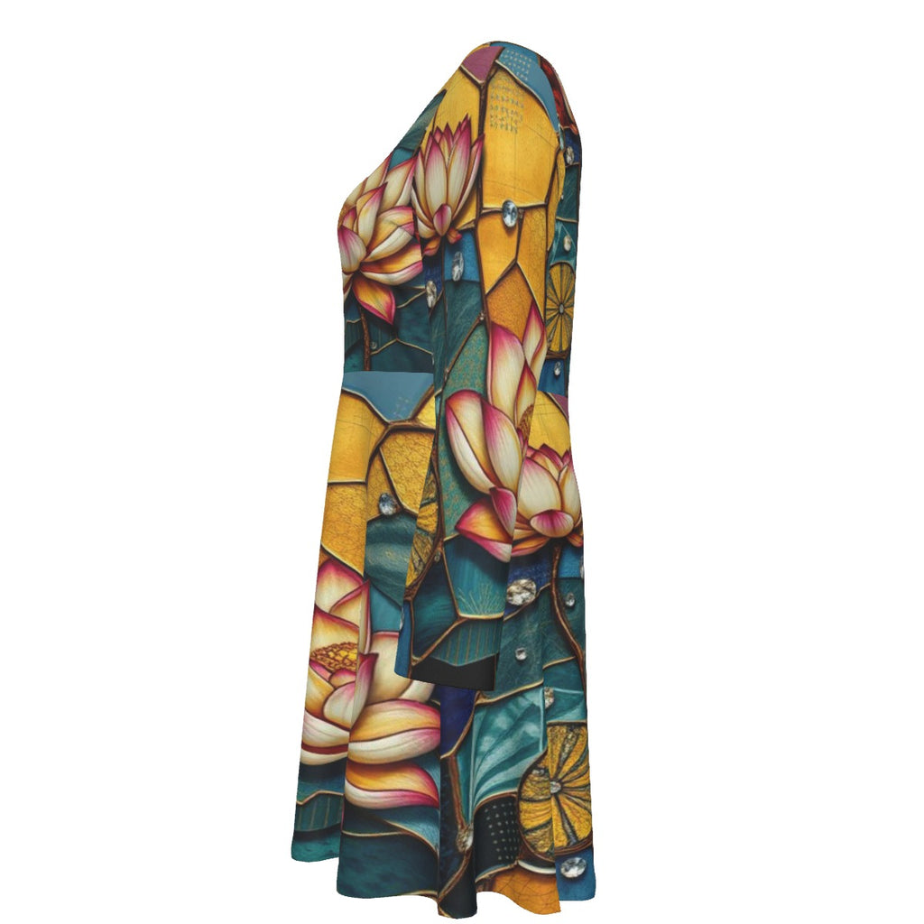 Golden Lotus Mosaic Dress