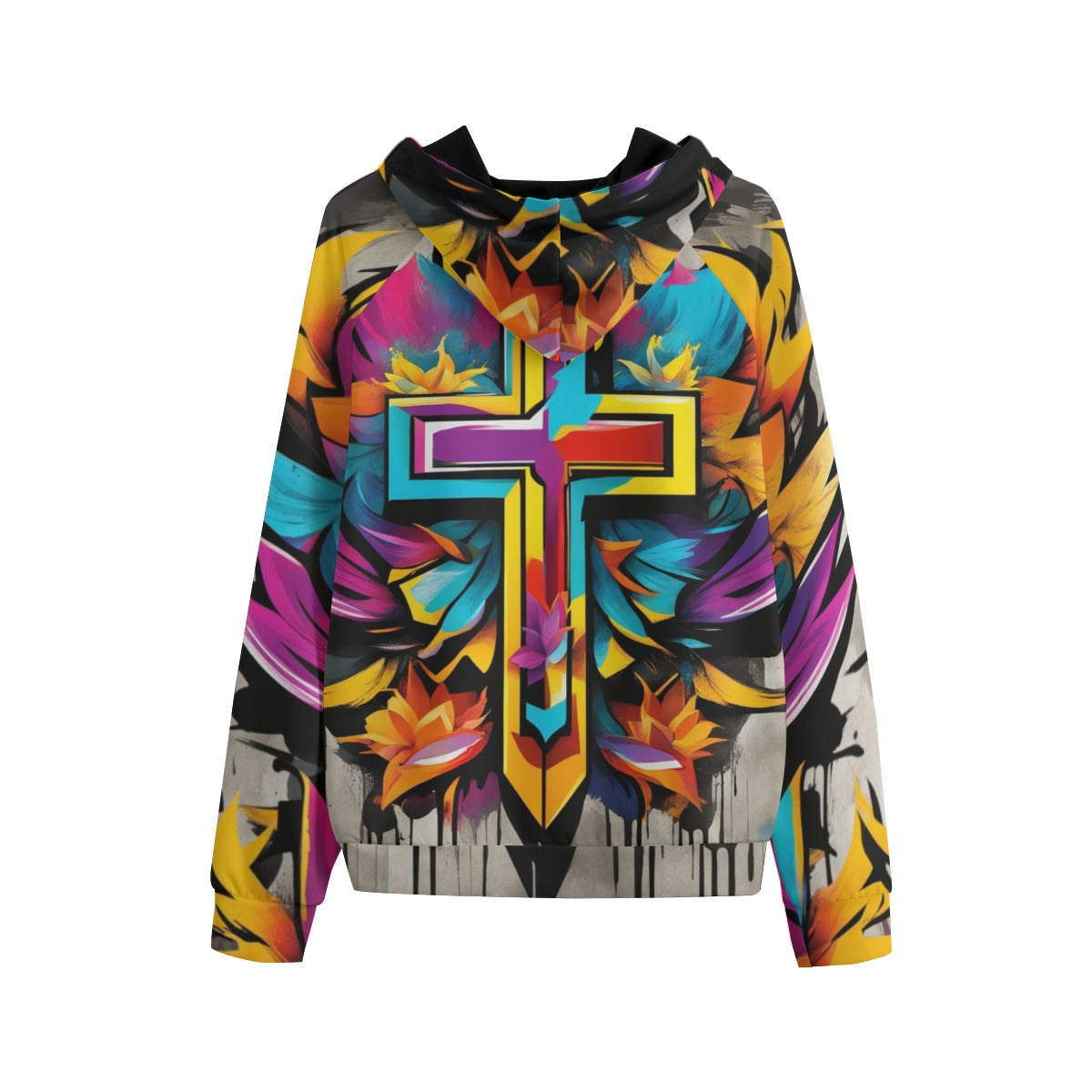 “Cross in Full Color” Cropped Hoodie